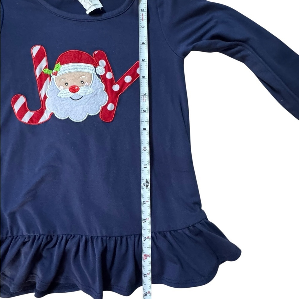 Navy Blue Kids Long Sleeve Top with Santa Design - Picture 3 of 5
